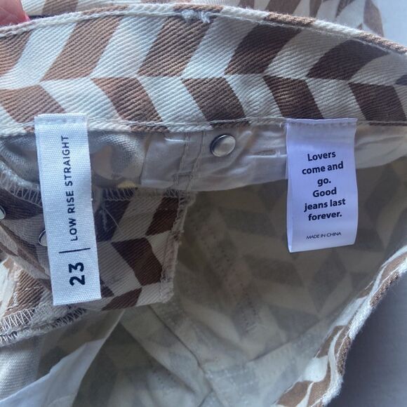 PacSun Brown Chevron Low Rise Straight Leg Jeans Size 23 - Picture 6 of 9